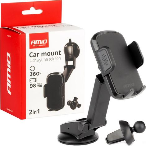 Support de téléphone de voiture pour pare-brise, habitacle, calandre, réglable amio-04136 (1/5)
