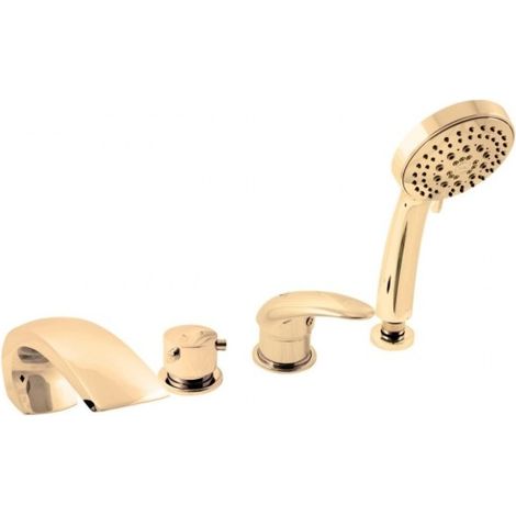 Mitigeur baignoire à cascade DUNAJ 4 trous avec inverseur laiton doré (1/4)