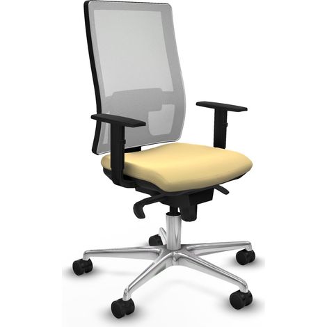 Horna sincro malla blanca similpiel crema brazos 1D base aluminio ruedas 65mm nailon (1/5)