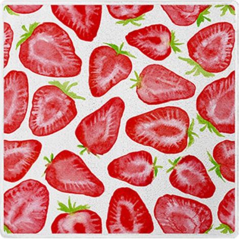 Chiffon Cuisine - Torchon Cellulose Réutilisable - 30x30 Cm - Imprimé Fraise Aquarelle - Lot de 2 (1/5)