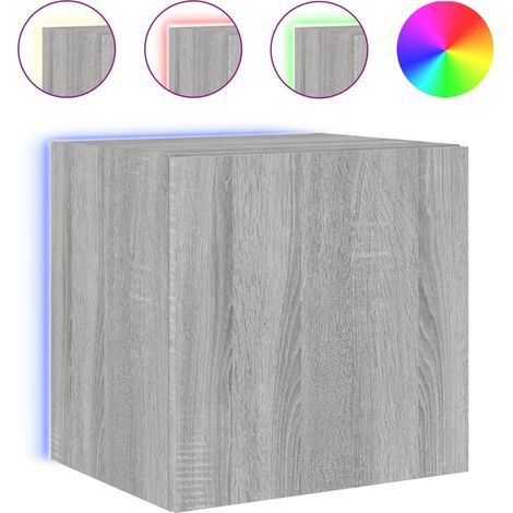 Meuble TV mural avec lumières LED sonoma gris 40,5x35x40 (1/5)