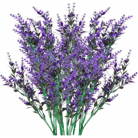 Lavande Artificielle - Bouquet de Fleurs Fausse pour Décoration Intérieure Extérieure Jardin Mariage - 6 Pièces Violet (1/5)