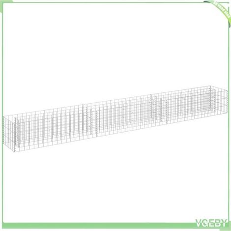 Lit surélevé à gabion - FAFEICY - 270x30x30 cm - Acier galvanisé - Anti-rouille - Argenté (1/5)