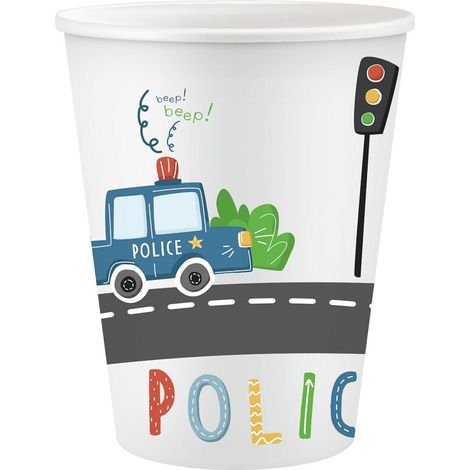 Bicchieri di carta della polizia, 6 pezzi.