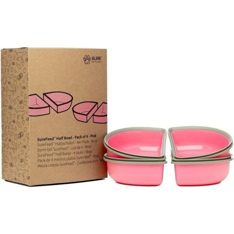 Cuencos semihondos SureFeed Connect Rosa con borde gris Lote de 4 (1/4)