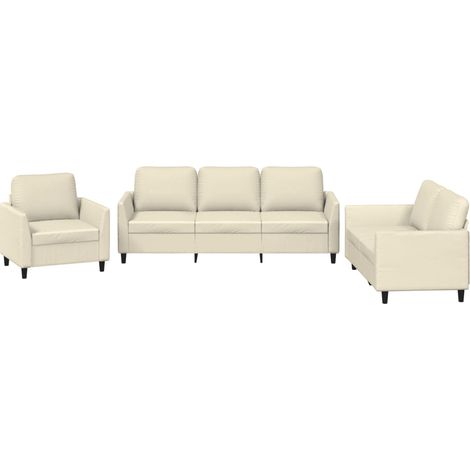 Maison Exclusive - Set di Divani 3 pz con Cuscini crema in Similpelle