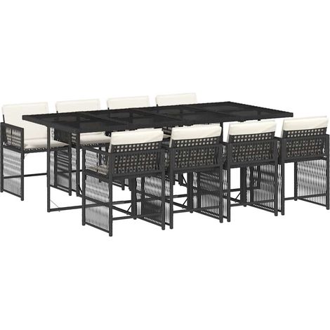 Maison Exclusive - Set de comedor de jardín 9 pzas y cojines ratá