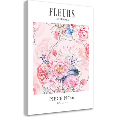 Tableau sur toile Shabby Chic fleurs de pivoine pastel 60x90 (1/5)