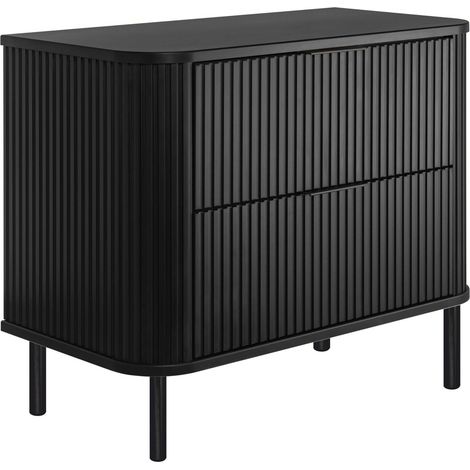 Meuble de salle de bain sur pieds avec tiroirs et pieds métalliques, coloris Noir, poignée noir, pieds noir, 80 x 41,5 x 66,7 cm (1/5)
