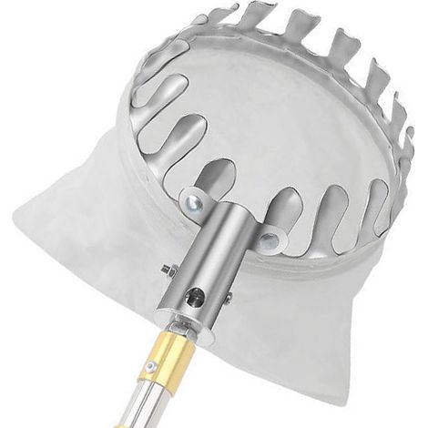 Cueilleur de fruits – Dents métalliques – Sac coton nylon – Pommes, agrumes, poires, mangues – Coupe nette – Collecte immédiate – Léger – Compact – Cadeau jardinier (1/4)