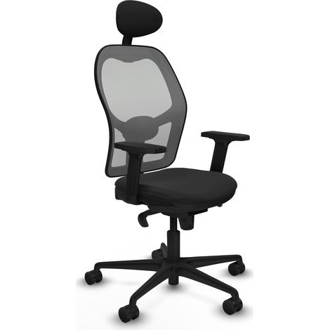 Jorquera sincro malla gris similpiel negro brazos 2D base nailon cabecero fijo ruedas 65mm nailon (1/5)