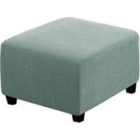Housse extensible en tissu élasthanne pour pouf carré – Protection contre taches et déchirures – Installation facile avec élastique – Gris vert (1/5)