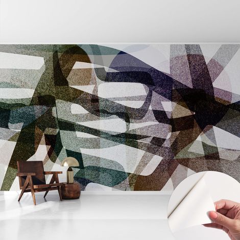 Papier peint adhésif décoratif pour salon chambre et cuisine Facile à poser avec colle Arcs colorés 416x254 cm (1/5)