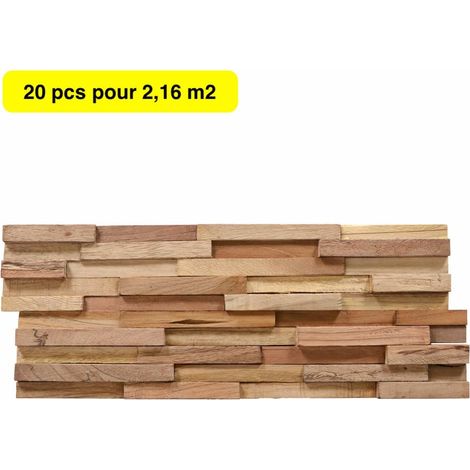 20 Panneaux Parement Mural en Bois. 2,16 m² Effet 3D. Décoration intérieure