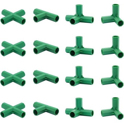 Lot de 16 raccords de 16 mm 4 types de support stable robuste pour cadre de serre Convient pour treillis de raisin, écran solaire, abri de jardin (1/5)