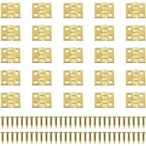 Ahlsen – Lot de 100 mini charnières en laiton 8x10mm – Pour petits projets de menuiserie – Vis incluses – Charge maximale 10kg (1/5)