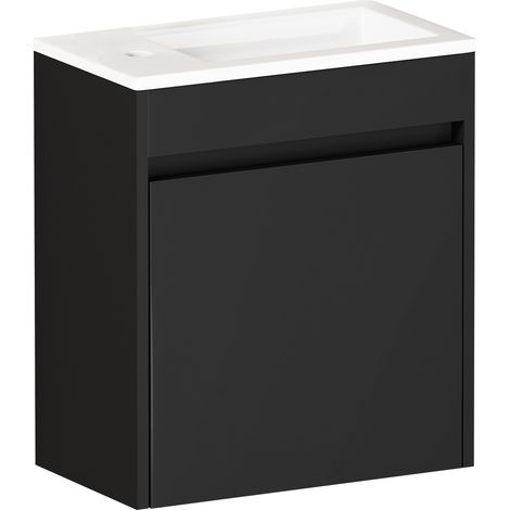 Mueble de baño negro de 45 cm con puerta Soft-Close y amplio espacio de almacenamiento HOMVRA (1/5)