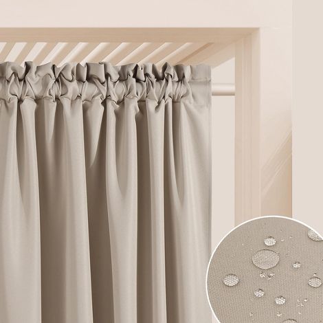 Rideau d'Extérieur avec Passe Tringle Garden Line 155 x 250 cm Largeur x Hauteur Impermeable pour Jardin pergola terrasse Curtain Beige, 1 pièce