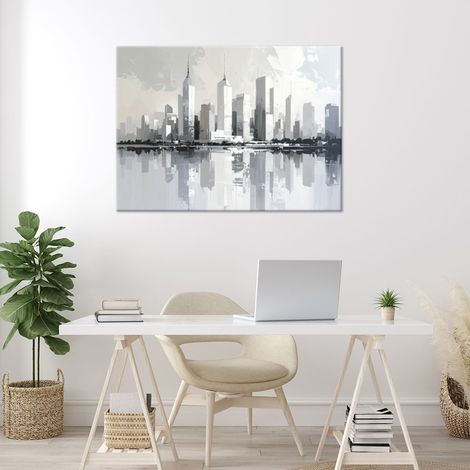 Wandbild New Yorker Wolkenkratzer Stadtarchitektur Weiß 100x70 (1/4)