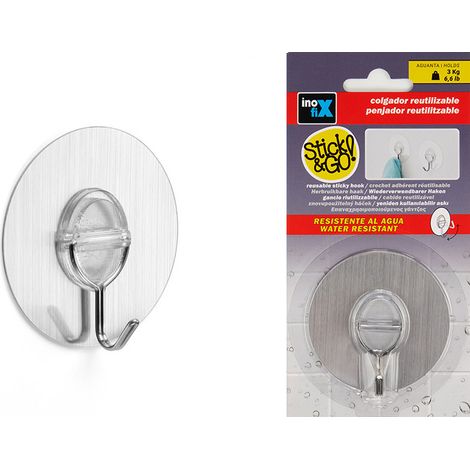 Cintre Adhésif Réutilisable Avec Crochet Mobile Acier Inoxidable Inofix (1/3)
