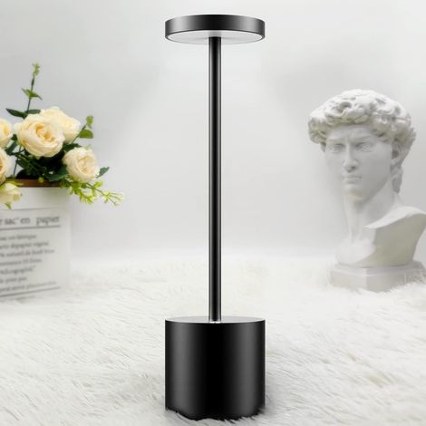 Lampe de table sans fil rechargeable, 5000mAh bureau LED en métal Dimmable lampe de bureau tactile, 3 modes de couleur, Autonomie de 48 heures pour chevet, exterieur, terrasse, restaurant (1/5)