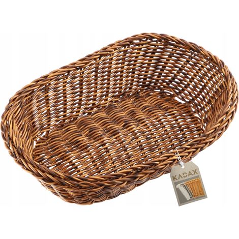 KADAX Geflochtener Korb, Brotkorb aus Polypropylen, Obstkorb, Braun, Oval