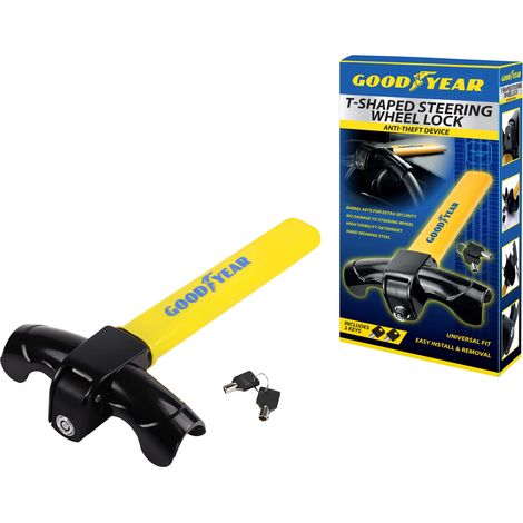 GOODYEAR STEERING WHEEL LOCK UNIVERSAL HIGH SECURITY CAR VAN CROOK LOCK 900165