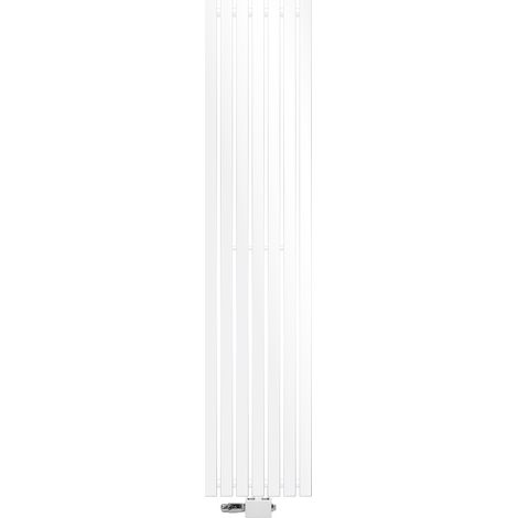 ECD Germany Design Paneelheizkörper Stella Mittelanschluss 370 x 1800 mm Weiß mit Anschlussgarnitur Thermostat Universal Eck- und Durchgangsform, Flach Einlagig Vertikal, Heizkörper Badheizkörper
