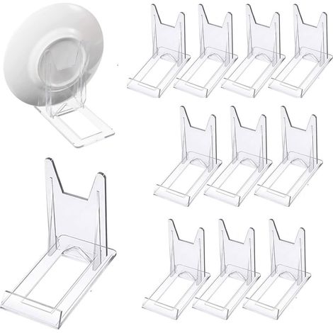 Support de Présentation - Chevalet Réglable en Plastique Transparent - Pour Menu Assiette Cadre Photo - 12 Pièces - 11,2 x 10,4 x 6 cm