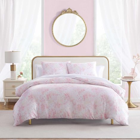 Ensemble de Housse de Couette pour Grand lit, literie en Satin avec taies Assorties, décoration d'intérieur Soyeuse pour Les Cheveux et la Peau Jardin Papillon, Rose, Grand (1/5)