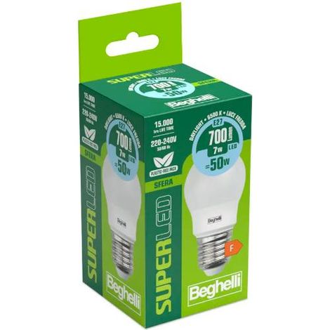 LAMPADA LED SFERA E27 7W 6500K "BEGHELLI SUPERLED 58072"