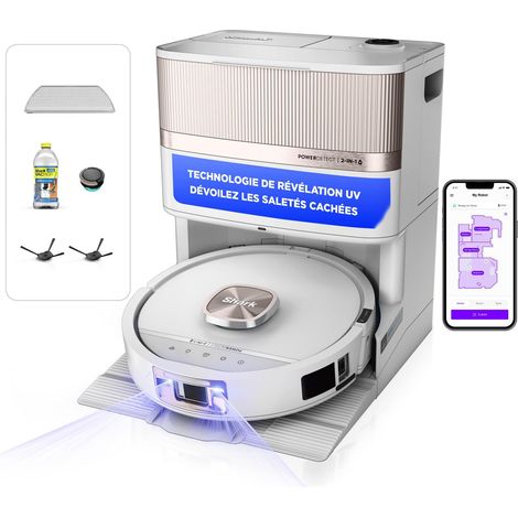Robot aspirateur et nettoyeur, station de charge auto-vidante, filtration HEPA anti-allergène, tampon auto-nettoyant et séchant, blanc AV3010XEEUWH (1/5)