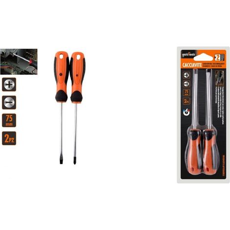 Kaela - Set 2 Pz Cacciavite Giraviti Con Punta Magnetica A Taglio E A Croce 75 Mm 97177 - (1/2)