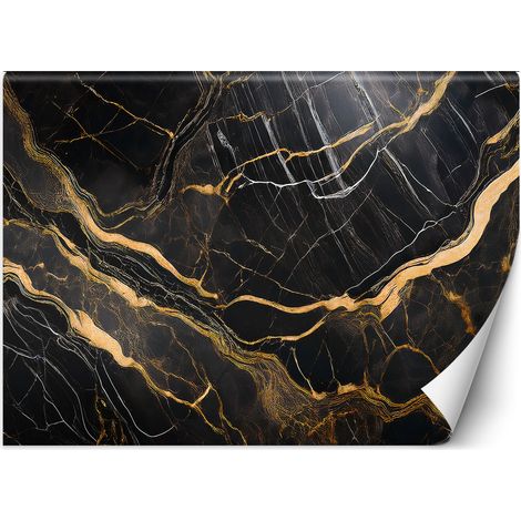 Fototapete Schwarzer und weißer Marmor mit Gold 200x140 cm