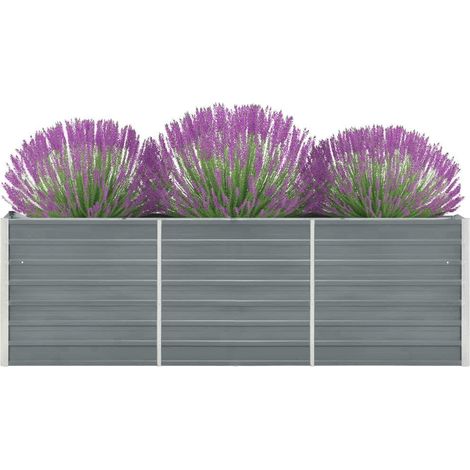 Jardinière, Pot de Fleurs d'extérieur, Lit surélevé de jardin Acier galvanisé 240x40x77 cm Gris OIB1435E (1/5)
