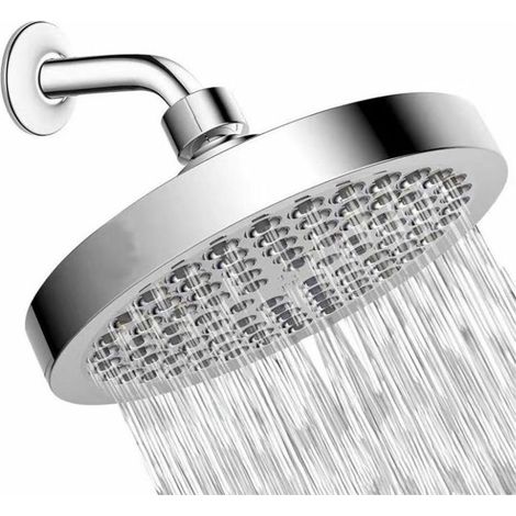 Pomme de Douche de 15cm - Pommeau de Douche Rond à Haute Pression en Acier Inoxydable 304 pour une Douche Confortable à Basse Pression dEau - Installée au Mur ou Plafond (Chrome) (1/5)