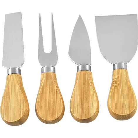 4-teiliges Käsemesser-Set mit Griff aus Akazienholz
