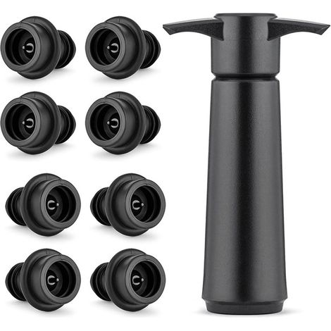 Bomba De Vacío Para Vino - Bomba Manual Con Tapones De Silicona Reutilizables - Para Conservación De Vino Abierto - 1 Unidad + 8 Tapones (1/5)