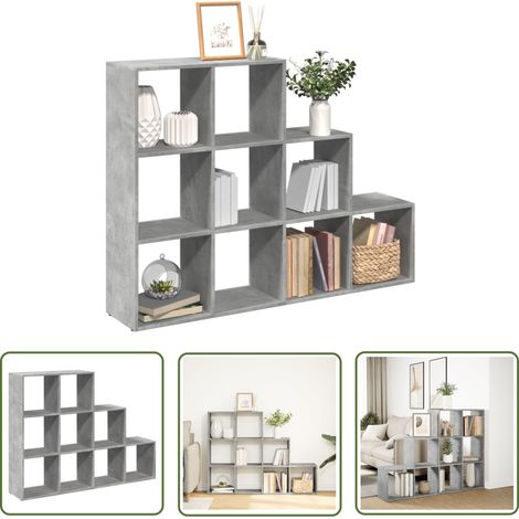 vidaXL Étagère séparatrice de pièce à 3 niveaux gris béton (1/5)