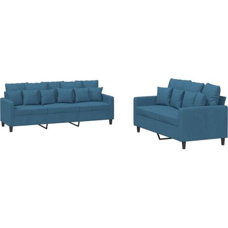 Maison Exclusive - Set di Divani 2 pz con Cuscini Blu in Velluto