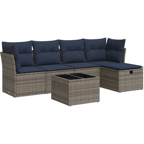 Maison Exclusive - 6-tlg. Garten-Sofagarnitur mit Kissen Grau Pol