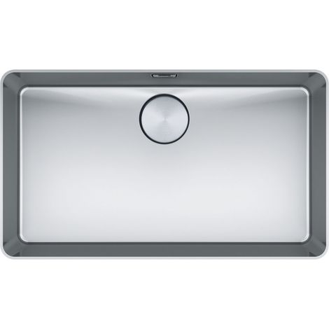 Franke – Évier 1 bac inox lisse 712x412mm – Vidage manuel avec bonde automatique – Trop plein discret et esthétique – Installation à encastrer
