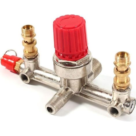 Accessori per compressore d'aria – Tubo di uscita doppio in lega, regolatore di pressione con supporto compatto
