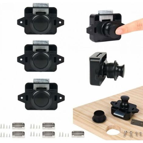 5PSC Push Button Lock Latch, Keyless Door Locks for RV, Yacht, Boat, Cabinet Door Handle Latch (1/5)