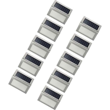 Lot de 10 lampes solaires d'escalier LED, appliques murales LED extérieures pour un usage quotidien (lumière blanche) (1/5)