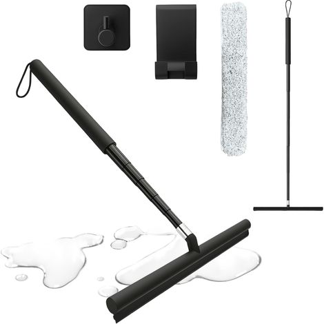 Raclette Vitres avec Télescopique Manche 120 cm Raclette à Vitre Professionnel Kit de Nettoyage de Vitres en Acier Inoxydable (1/4)