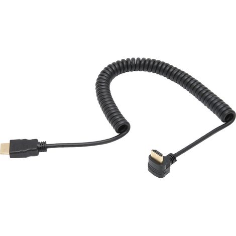 Câble d'extension spiralé HD Multimedia Interface mâle-mâle coudé à 90° pour ordinateur/TV (1/5)