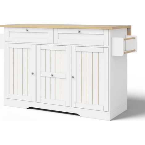 Isla de cocina móvil con encimera abatible, MDF, ruedas con freno, 120 x 70 x 92 cm (1/5)