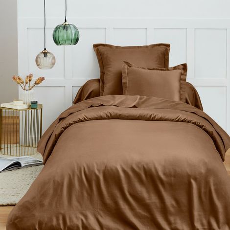 Housse de couette 1 place 140 x 200 cm – Coton 57 fils – Taupe