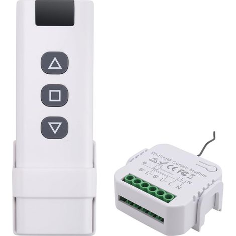 Interrupteur de Rideau Aveugle Tuya Smart Life WiFi 433Mhz avec TéLéCommande RF pour Commande de Volet Roulant éLectrique, 1RC 1RE (1/5)
